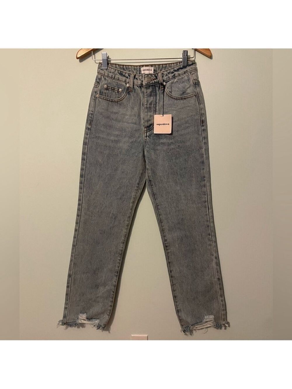 Revolve superdown Straight Raw Hem Jeans Light Blue Size 25